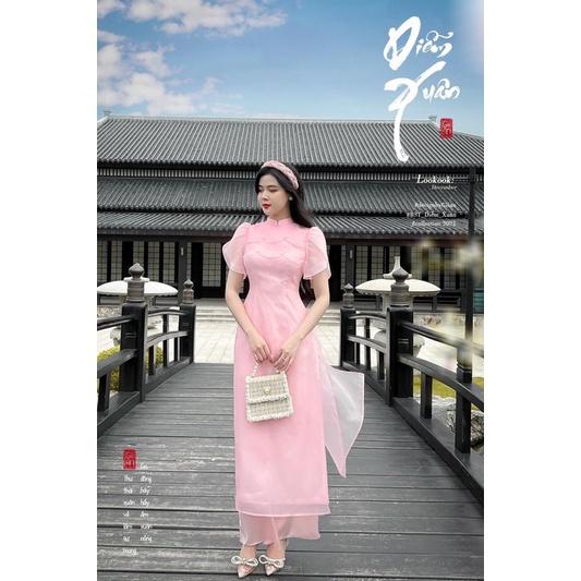 Áo dài thiết kế hồng