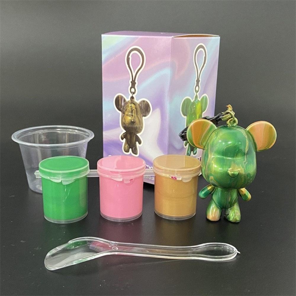 Móc Khóa gấu bạo lực Bearbrick DIY handmade màu Acrylic, tự phối màu sáng tạo đẹp lạ mắt Sphynx