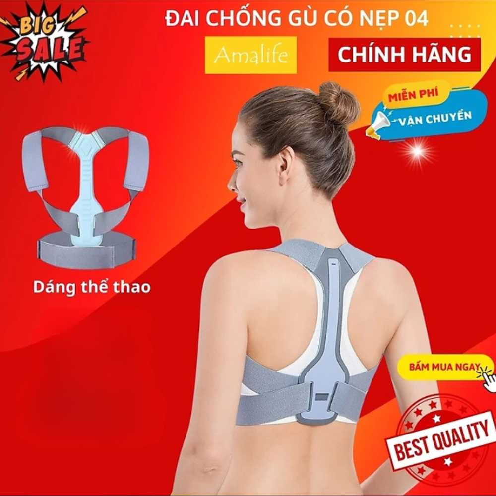 Đai Chống Gù Lưng Nam Nữ Có Nẹp Dành Cho Dân Văn Phòng Amalife ama04 - Chính Hãng