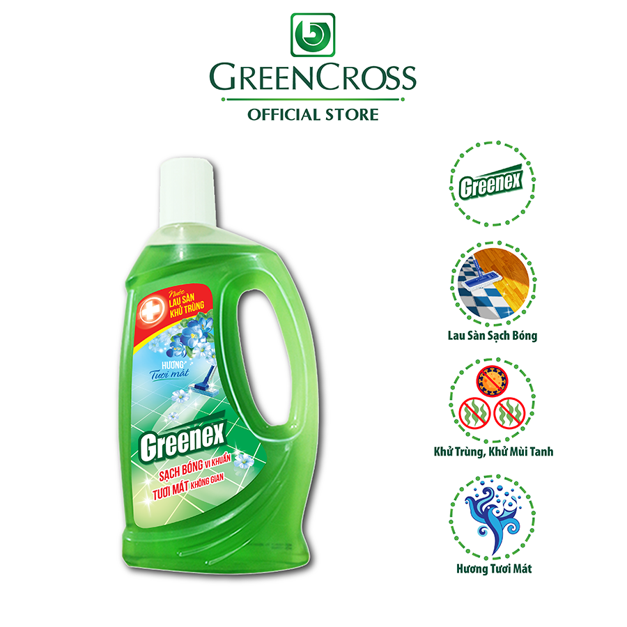 COMBO 3 CHAI LAU SÀN KHỬ TRÙNG GREENEX 950ML Tặng thêm 1 Chai Lau bếp đa năng Zonrox AKPC 500ml