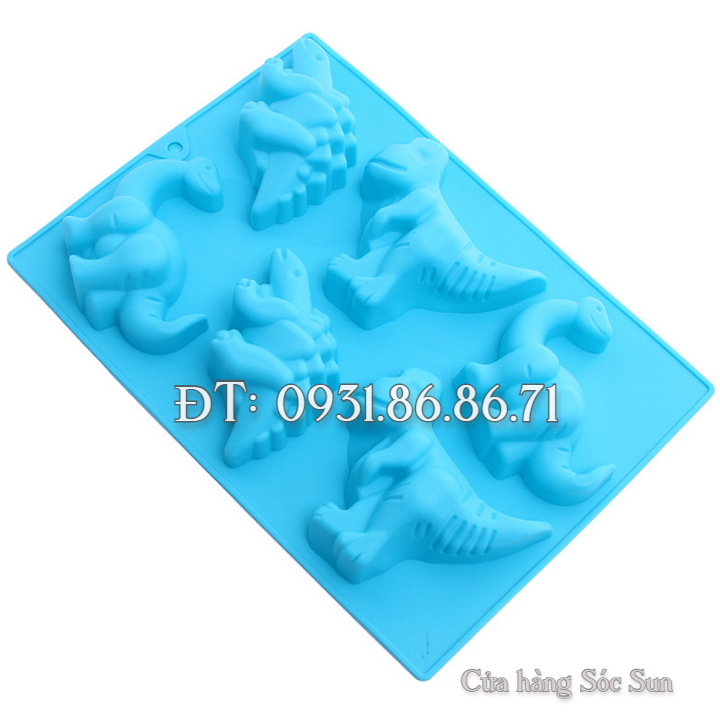 Khuôn silicon 6 con khủng long, tê giác - Mã số 1061