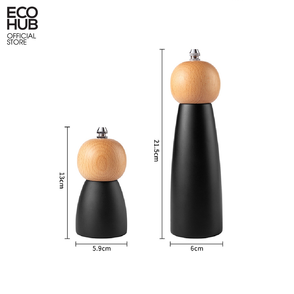 Hình ảnh Dụng cụ xay tiêu đen và muối biển ECOHUB màu đen dạng đẹp cao cấp và sang trọng  (Pepper Grinder)