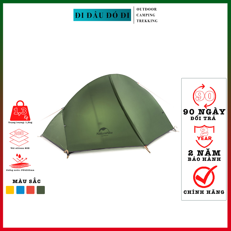 Lều cắm trại 1 người NatureHike NH18A095-D chính hãng, chống nước, chống tia UV, dễ dàng lắp đặt