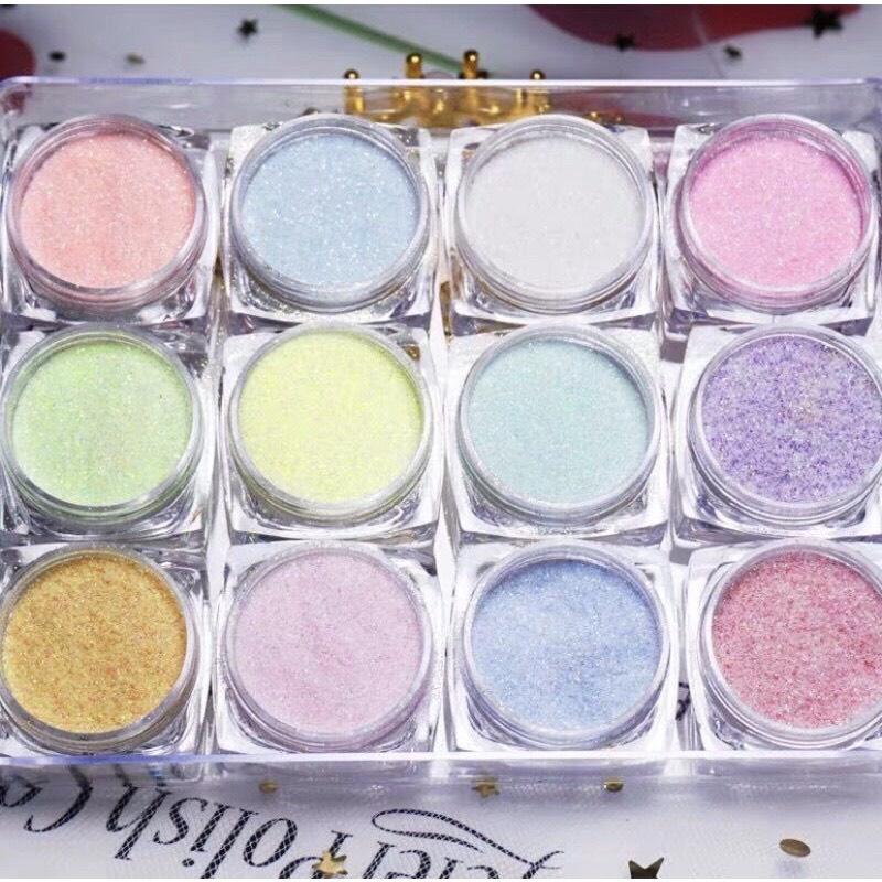 Nhũ Cát Rắc Móng, 12 màu nhũ Phụ Kiện Trang Trí Móng