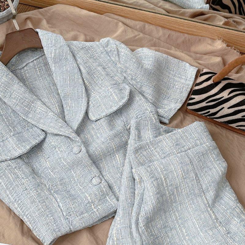 SET ÁO DẠ CROPTOP VÀ CHÂN VÁY ĐUÔI CÁ