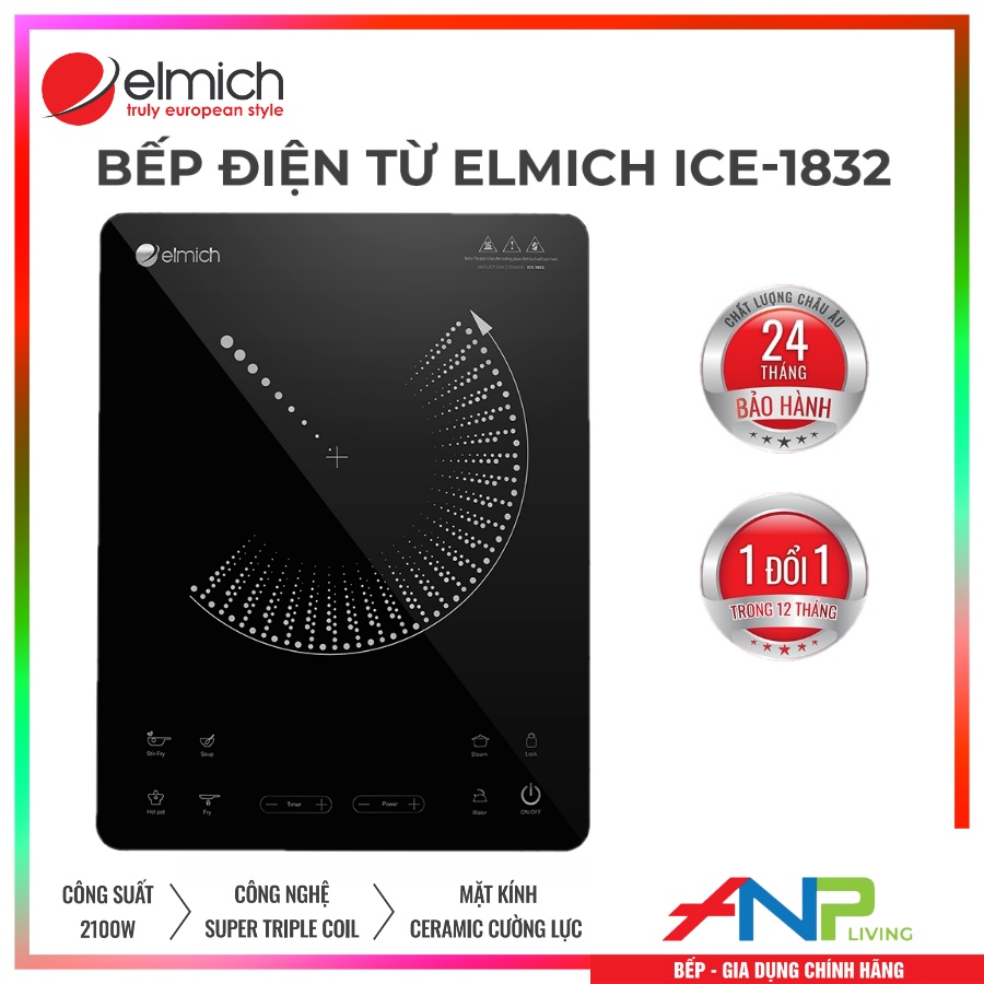 Bếp Từ Đơn Elmich ICE-1832 (Công Suất 2100W, Điều Khiển Cảm Ứng, Mặt Kính Ceramic Cường Lực) - Hàng Chính Hãng