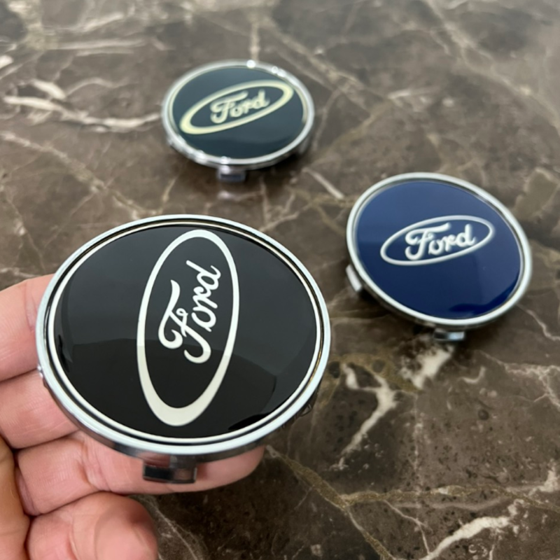 Logo chụp mâm, ốp lazang bánh xe ô tô cao cấp Ford 68mm Chất liệu Nhựa ABS Hợp kim nhôm phut thủy tinh hữu cơ