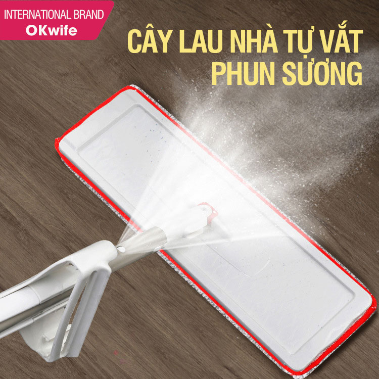 Cây lau nhà tự vắt phun sương xoay 360 độ chính hãng cao cấp - OKwife Spray N03