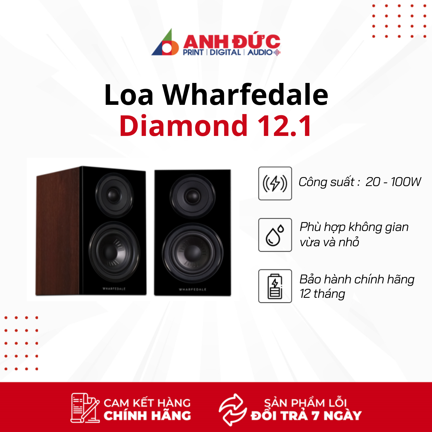 Loa Bookshelf Speakers Wharfedale Diamond 12.1 - Hàng chính hãng