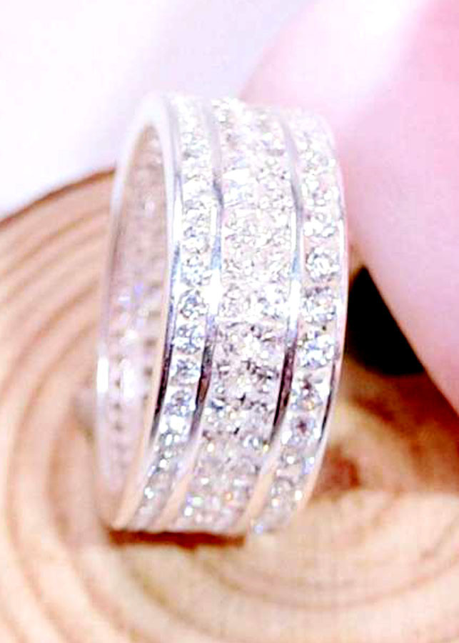 Nhẫn Bạc Nữ 925 Ba Vòng Đá - MoDel - Sang Trọng