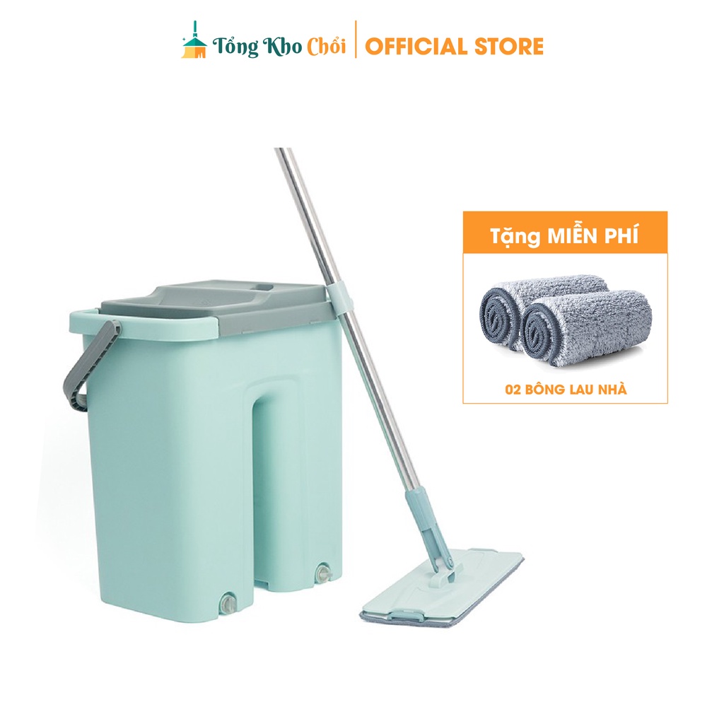 Bộ chổi lau nhà tự vắt thông minh Pulito đầu xoay 360 độ (có thùng và tặng kèm miếng llau siêu thấm)