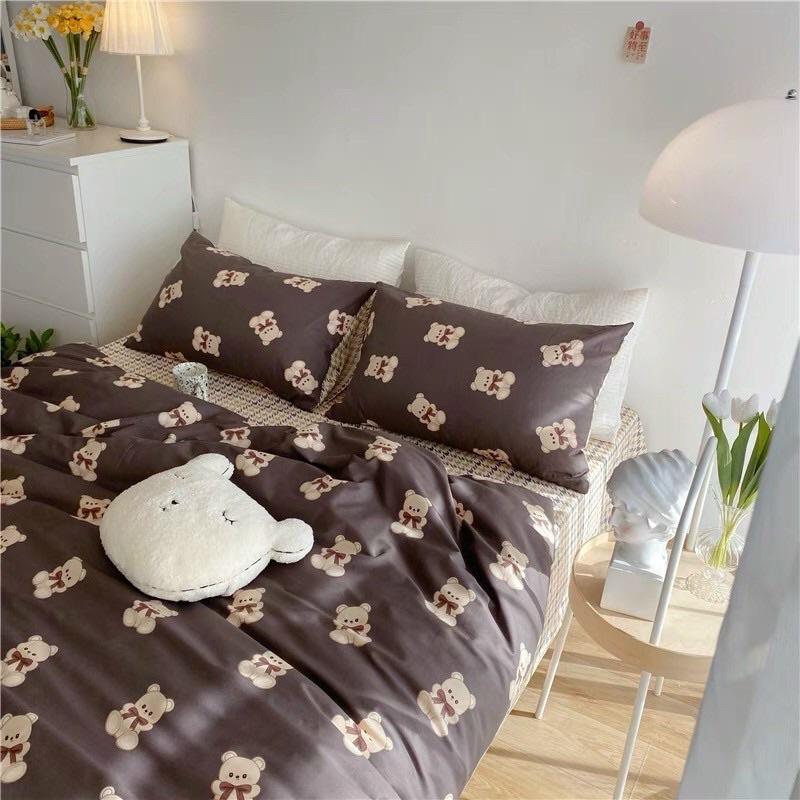 Set Cotton Living Hàng Nhập Khẩu Cao Cấp 4 Món Gấu Teddy