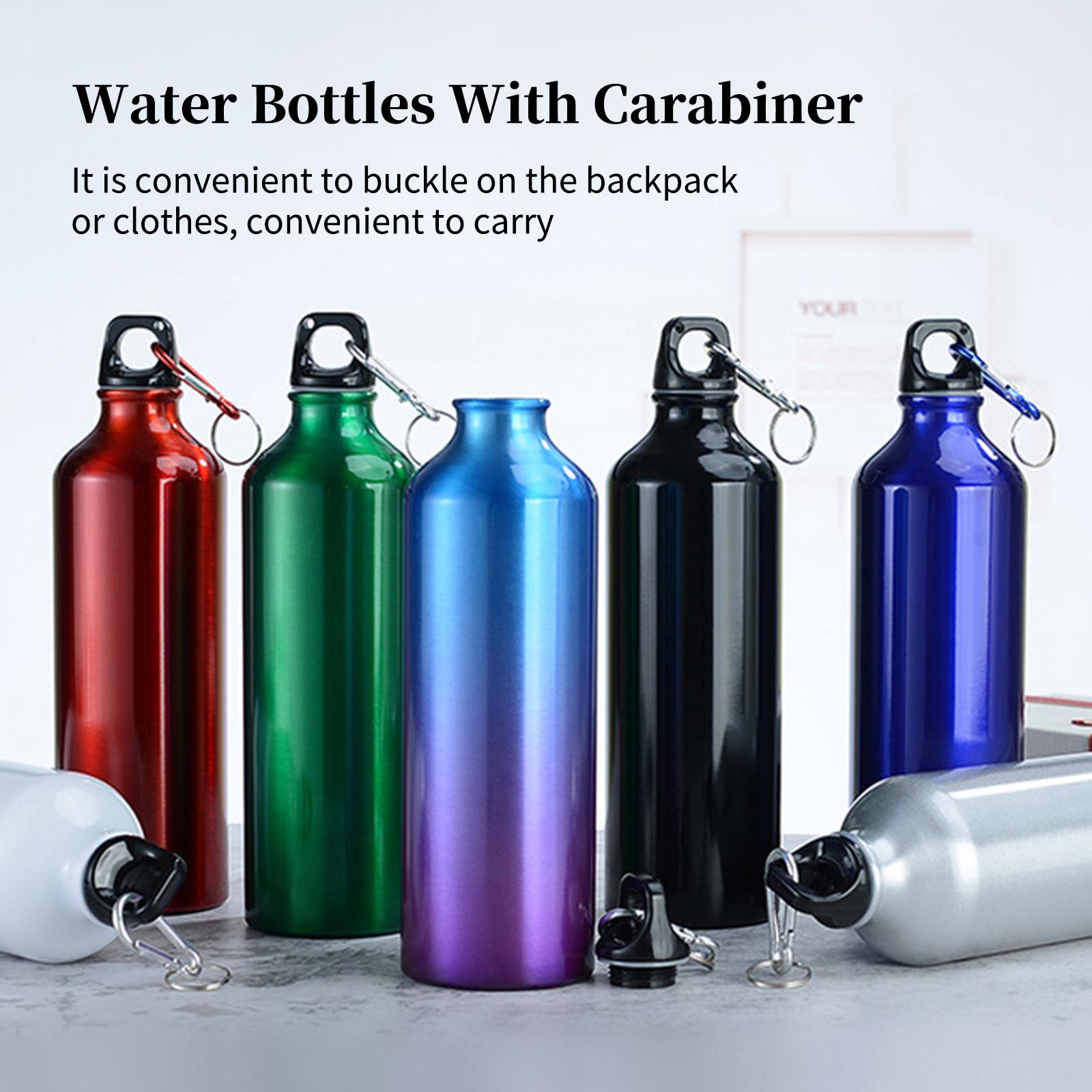 750mL Water Bottles with Carabiner Portable Aluminum Water Bottle Reusable Leakproof Water Jug for Outdoor Sports