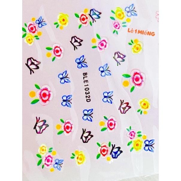 Dán Móng Tay 3D Nail Sticker Các Hoa Văn Xinh Xắn Màu Sắc Tươi, Dán Dính Chắc Chắn Hàng Đẹp