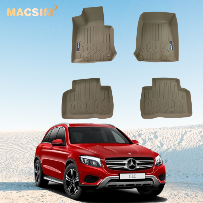 Thảm lót sàn xe ô tô Mercedes GLC 2016 -2020 Nhãn hiệu Macsim chất liệu nhựa TPV màu be.