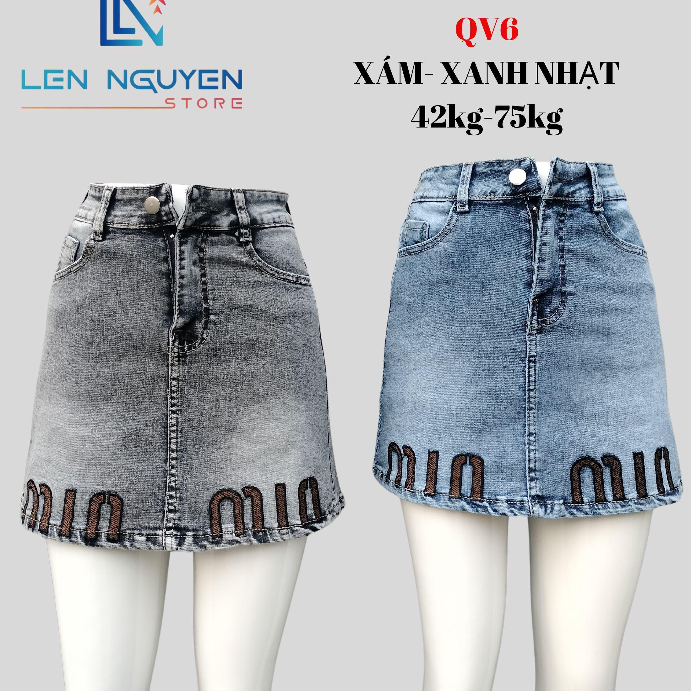 Quần jean nữ, quần váy, lưng cao, quần bò nữ dáng ôm, quần rin nữ có big size, cho 42kg đến 75kg - Xanh Nhạt
