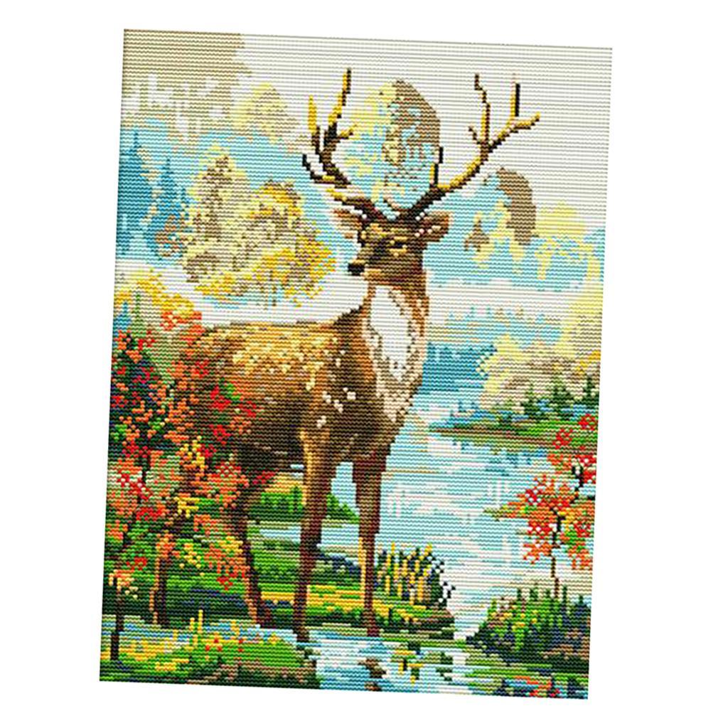 14CT 29x36cm Stamped Cross Stitch Kits Pre-Printed Pattern - Animal Stag