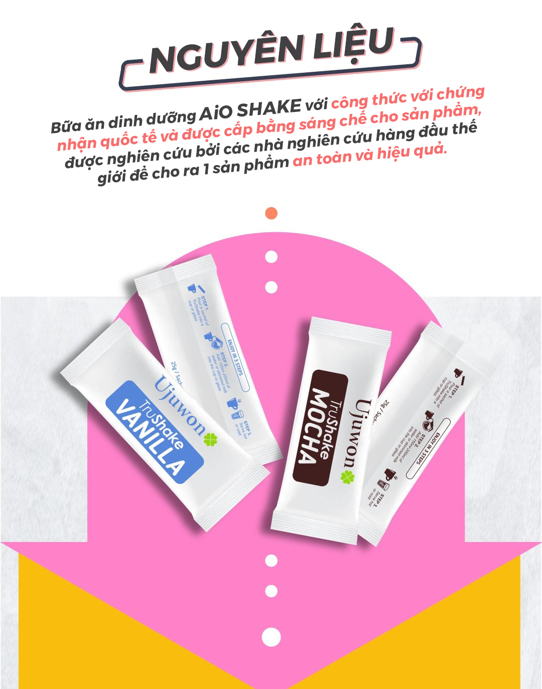 Sữa Dinh Dưỡng Protein Giảm Cân Không Đường Ujuwon AiO Meal Shake hương Vani dịu nhẹ (10 gói/hộp)