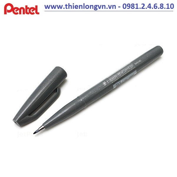 Bút lông viết thư pháp hiện đại Pentel SES15C-N màu xám; Calligraphy Fude Touch Sign - Grey