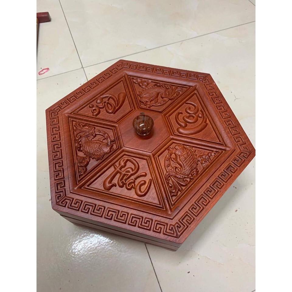 HỘP MỨT PHÚC LỘC THỌ GỖ HƯƠNG