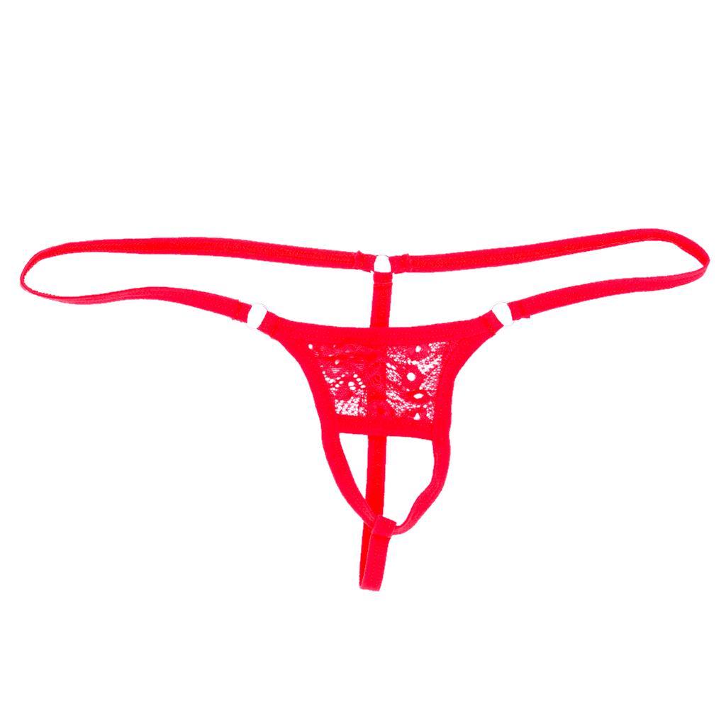 2-7pack Men's Open Front Breathable G-String Underwear Pouch Brief Thong Red
