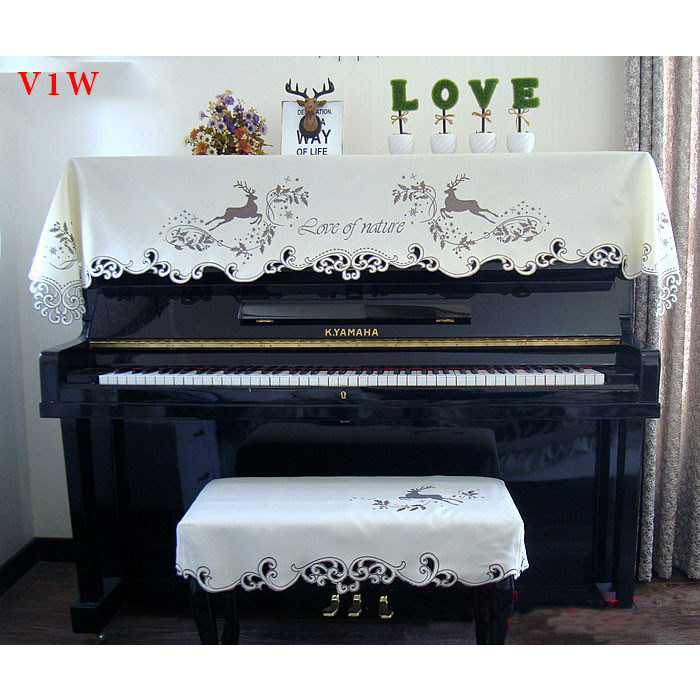 ★Khăn phủ nóc đàn PIANO thêu hình hươu MAY MẮN★