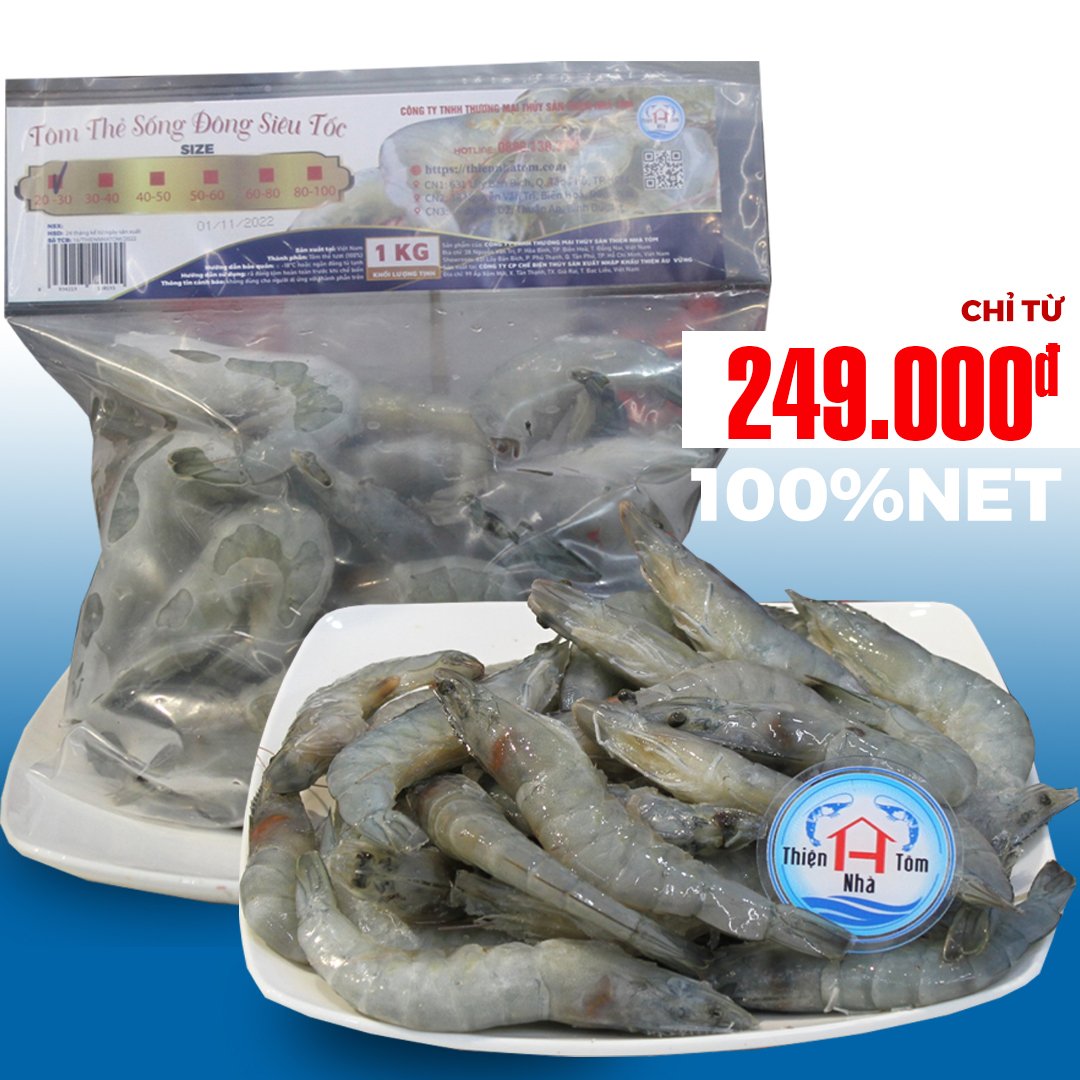 Tôm Thẻ Sống Đông Siêu Tốc - 40/50