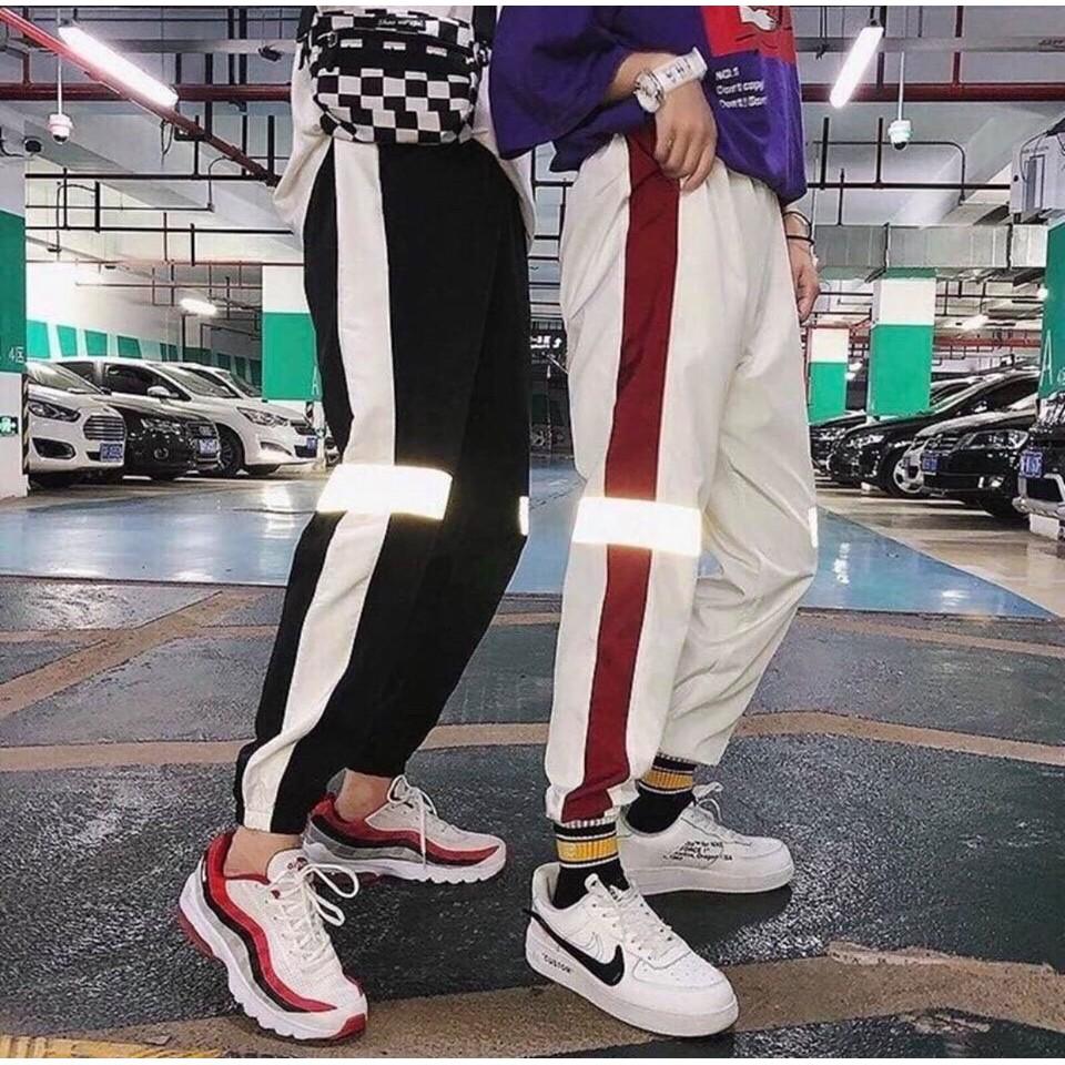 Quần Jogger nỉ phản quang Unisex xịn nam nữ đều mặc được