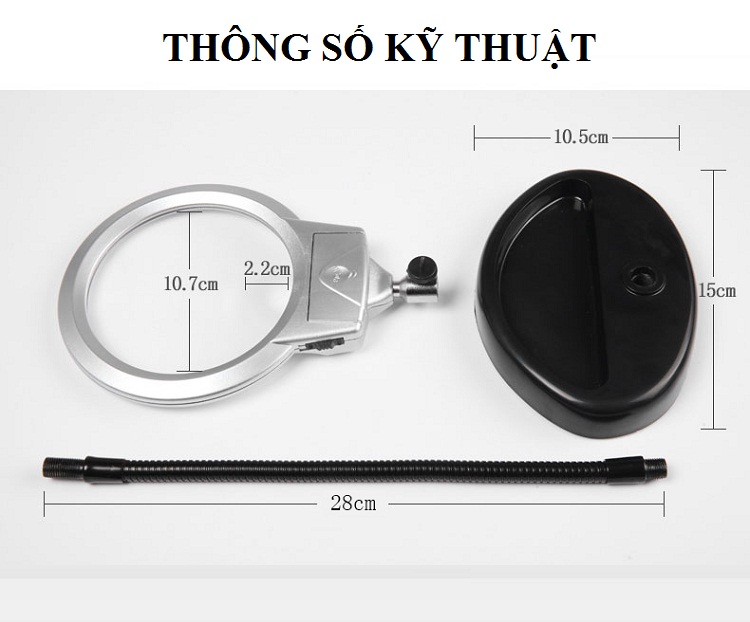 Kính lúp đế ê-líp đọc sách báo có đèn chuyên dụng, thấu kính chất lượng cao cấp