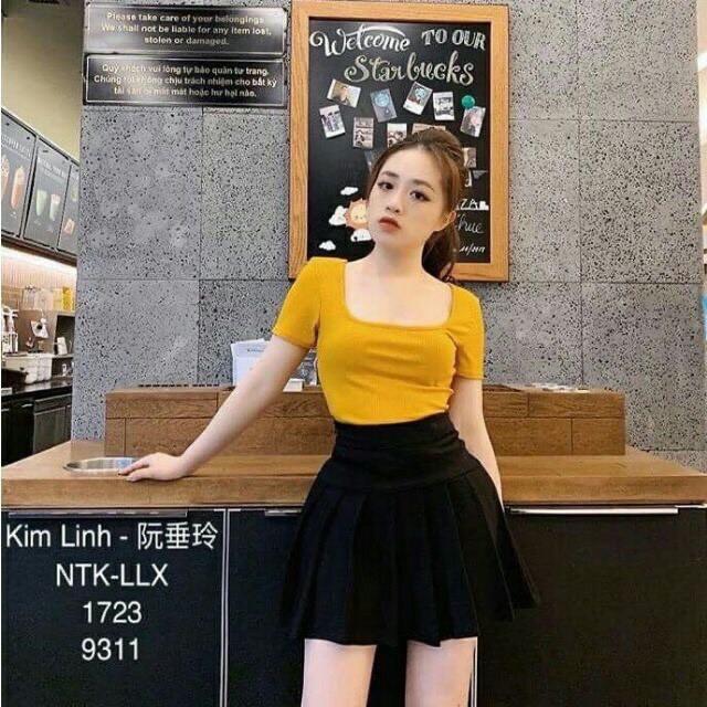 Áo thun nữ cổ vuông hàng mát mịn đẹp