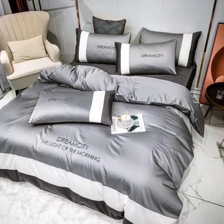 Bộ Chăn Ga Gối Lụa DREAM - SUMOI Đơn Giản Mà Cực Chất - Màu Xám Sáng LAN PHAM BEDDING