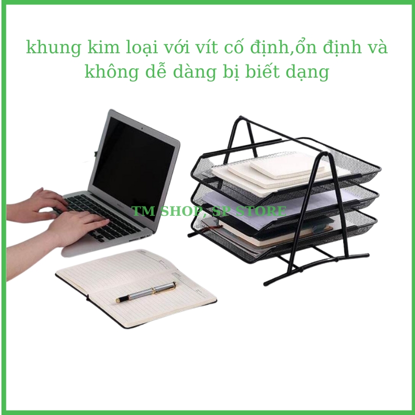 Dụng cụ văn phòng, giá để hồ sơ tài liệu, kệ sách vở đa năng khung kim loại chắc chắn MẪU MỚI K3T - 3 TẦNG