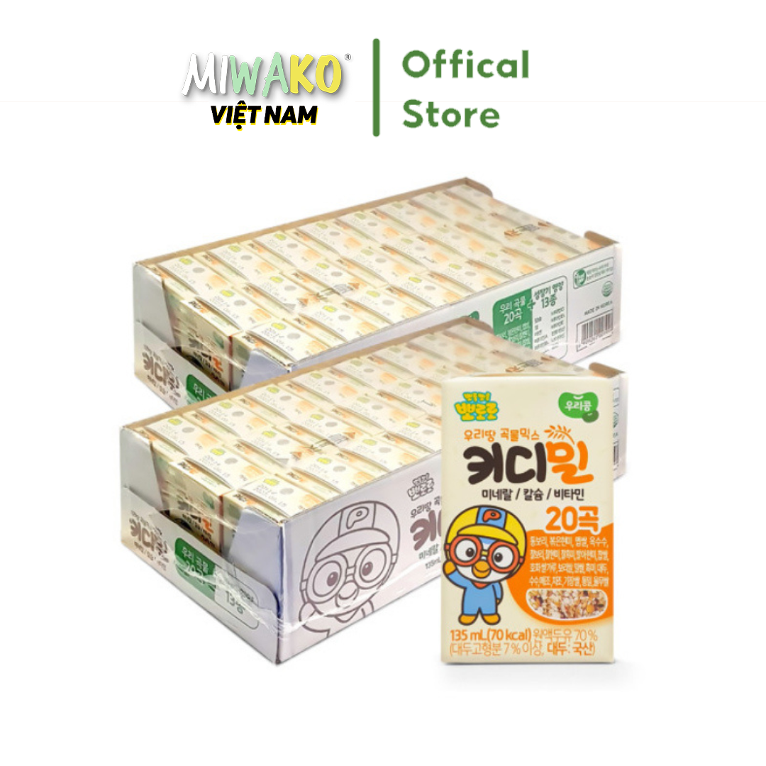 (Date 2026) Thùng 24 Hộp Sữa Hạt Pororo Hàn Quốc Pha Sẵn Dung Tích 135ml/ Hộp Cho Bé