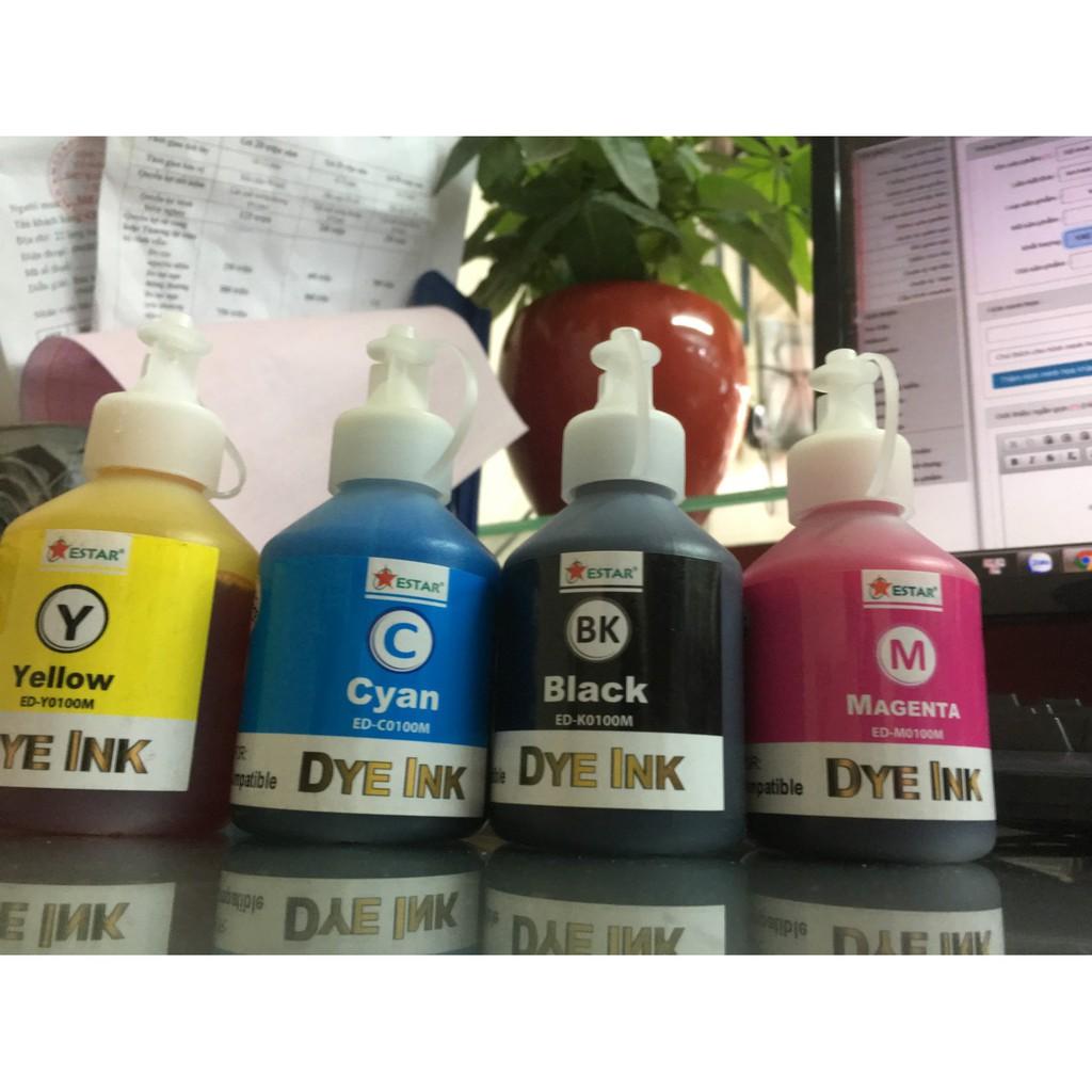 BỘ MỰC DYE 4 MÀU CHO MÁY IN PHUN MÀU EPSON (100ML)