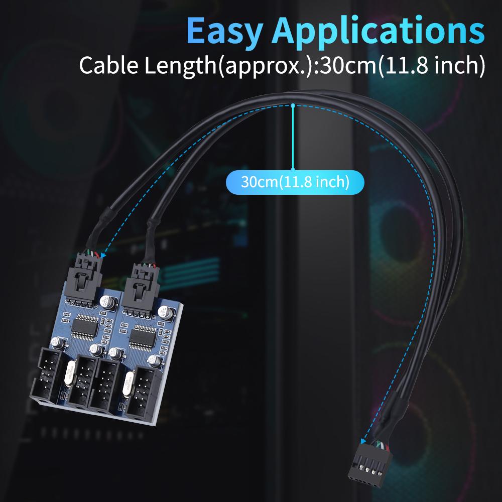 Electop USB 9pin Thẻ mở rộng nam 1 đến 2/4 nữ mở rộng bộ chuyển đổi cáp mạch 2.0 Hub cho bo mạch chủ máy tính để bàn