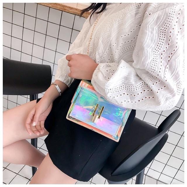 Túi Xách Quảng Châu Nhũ Bóng Kim Sa Túi đeo chéo túi xách nữ mini Túi Thời Trang Ulzzang
