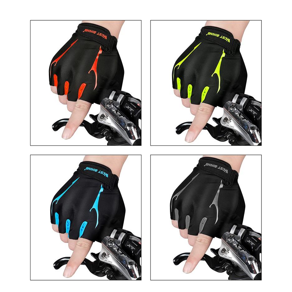 Găng Tay WEST BIKING Hở Ngón Cho Người Đi Xe Đạp Có Miếng Đệm Gel Chống Sốc Sử Dụng Được Cho Cả Nam Và Nữ
