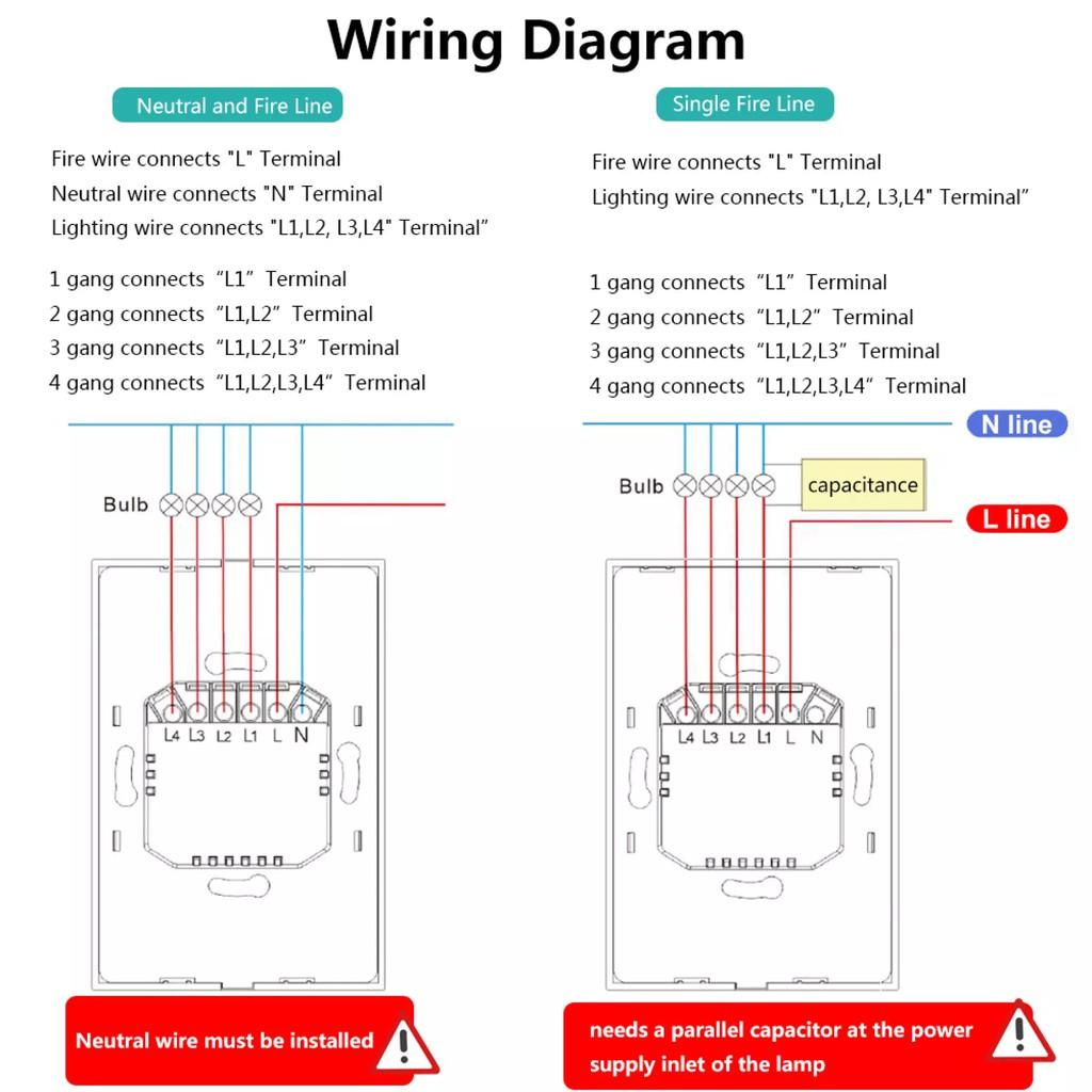 Công Tắc Cảm Ứng Thông Minh WIFI, Không Cần Dây Trung Tính, Bản 1 Nút Nhấn, Điều Khiển Từ Xa Bằng APP Tuya/ Smart Life