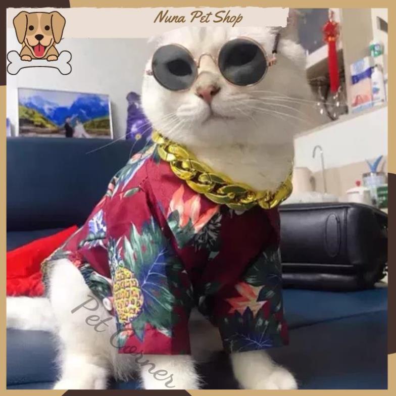 Áo sơ mi phong cách Hawaii cho thú cưng đi biển, áo cho chó mèo mùa hè thoáng mát
