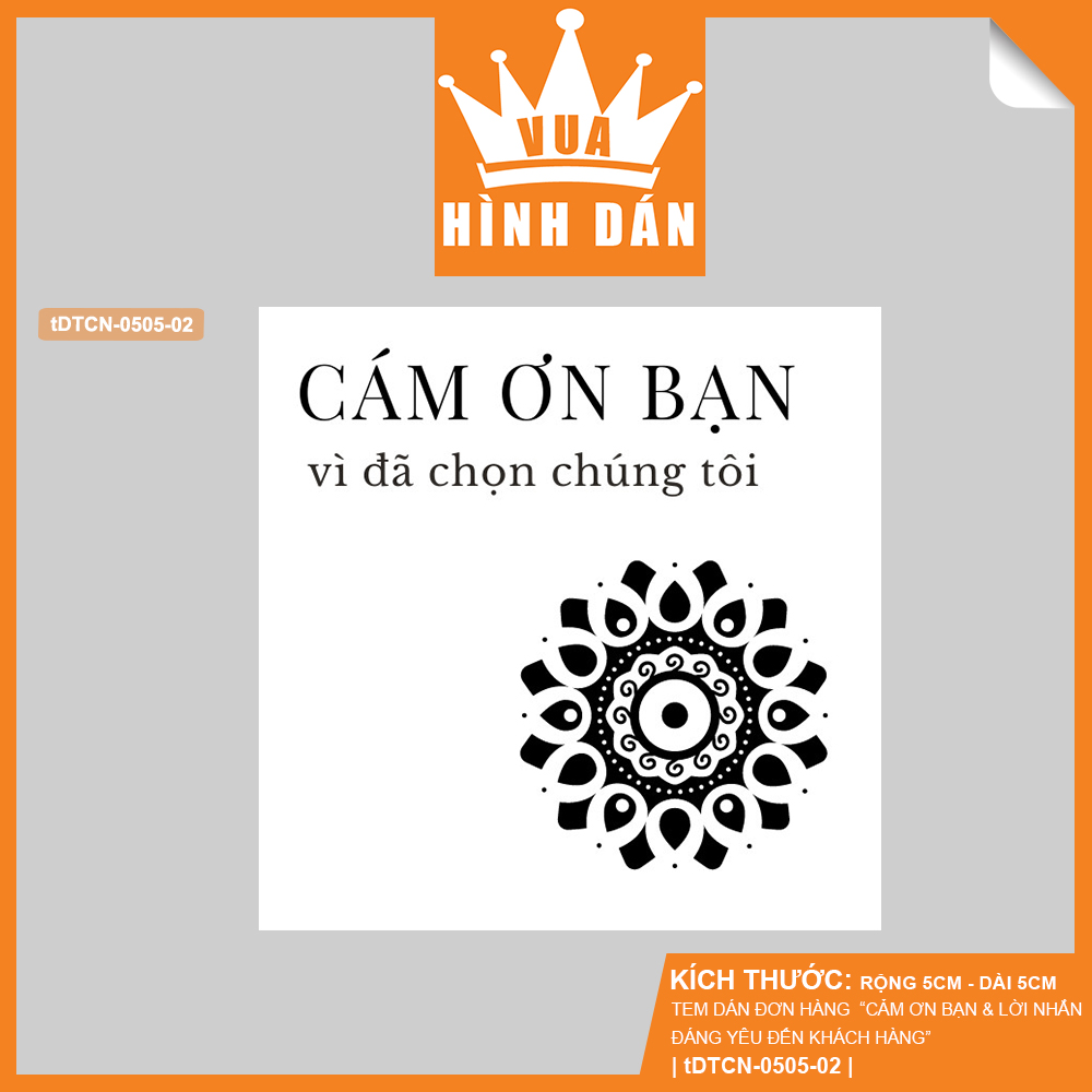 Set 50/100 nhãn dán lời cảm ơn khách hàng 5x5cm hình dán gói / hộp / túi hàng dành cho shop