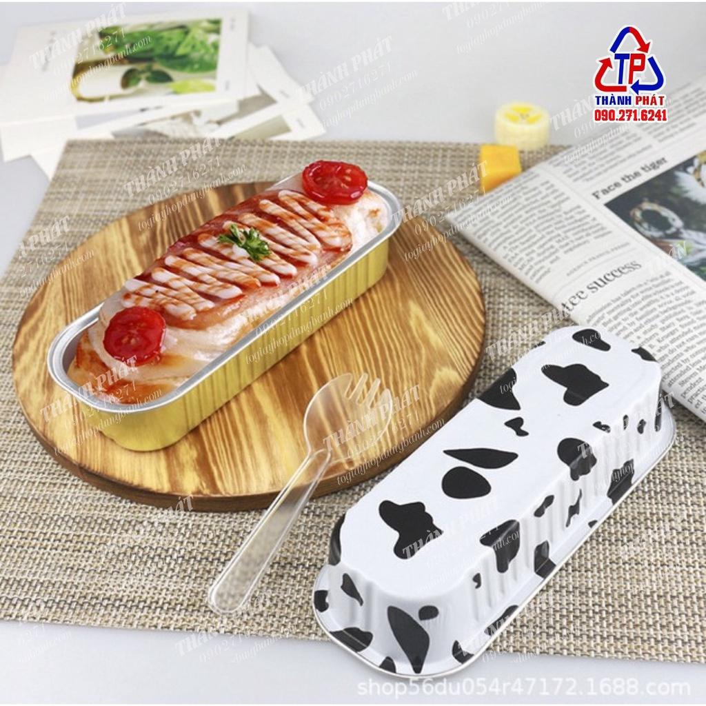 100 hộp thiếc chữ nhật nhiều màu - đế bạc đựng bánh oreo cheesecake, tiramisu, mouus - nướng trực tiếp bánh pizza