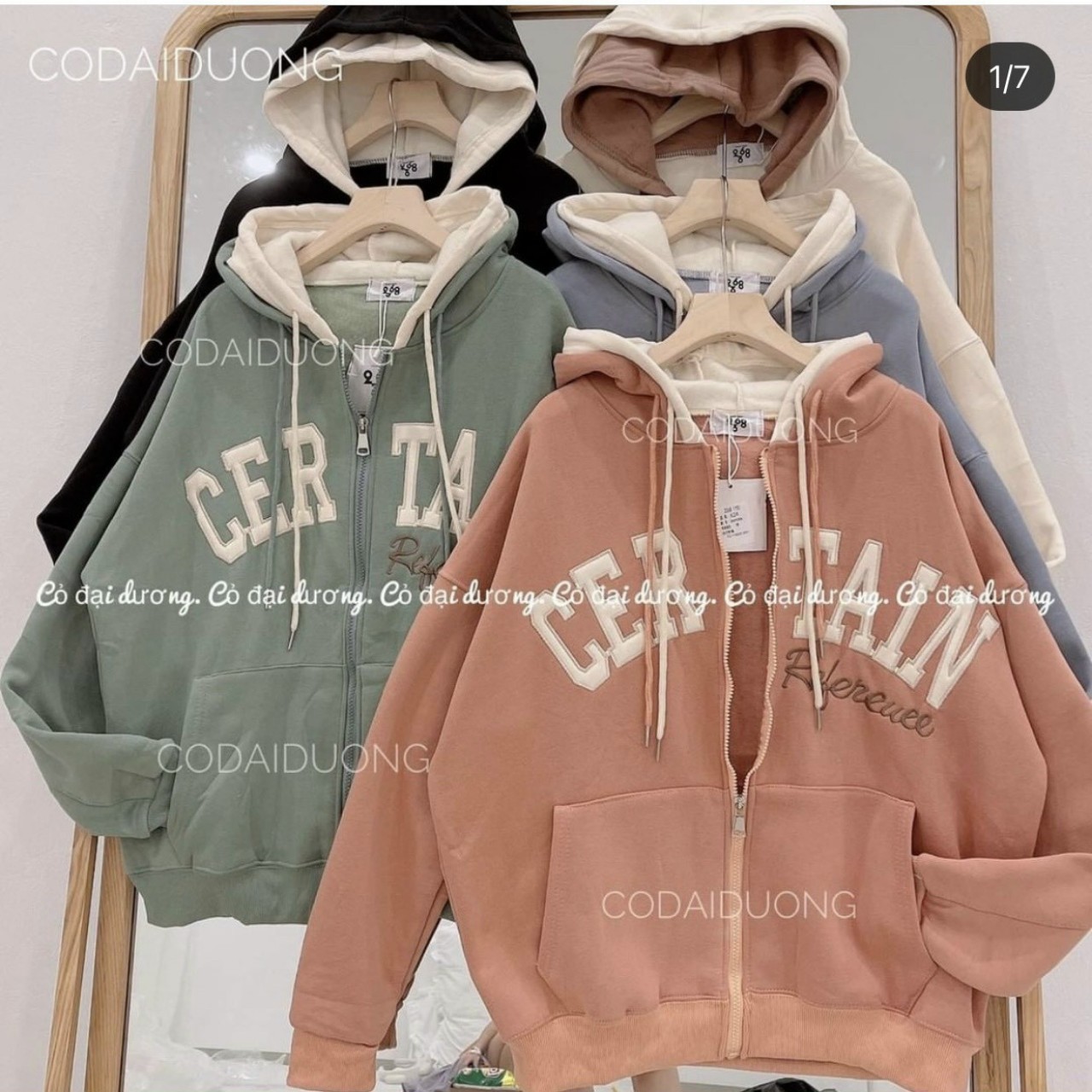 Áo Khoác Nam Nữ Nón 2 Lớp Thêu CERTAIN - Kiểu Hoodie Có Dây Kéo -Chống Nắng Thu Đông HIỀN LINH SHOP ÁO KHOÁC