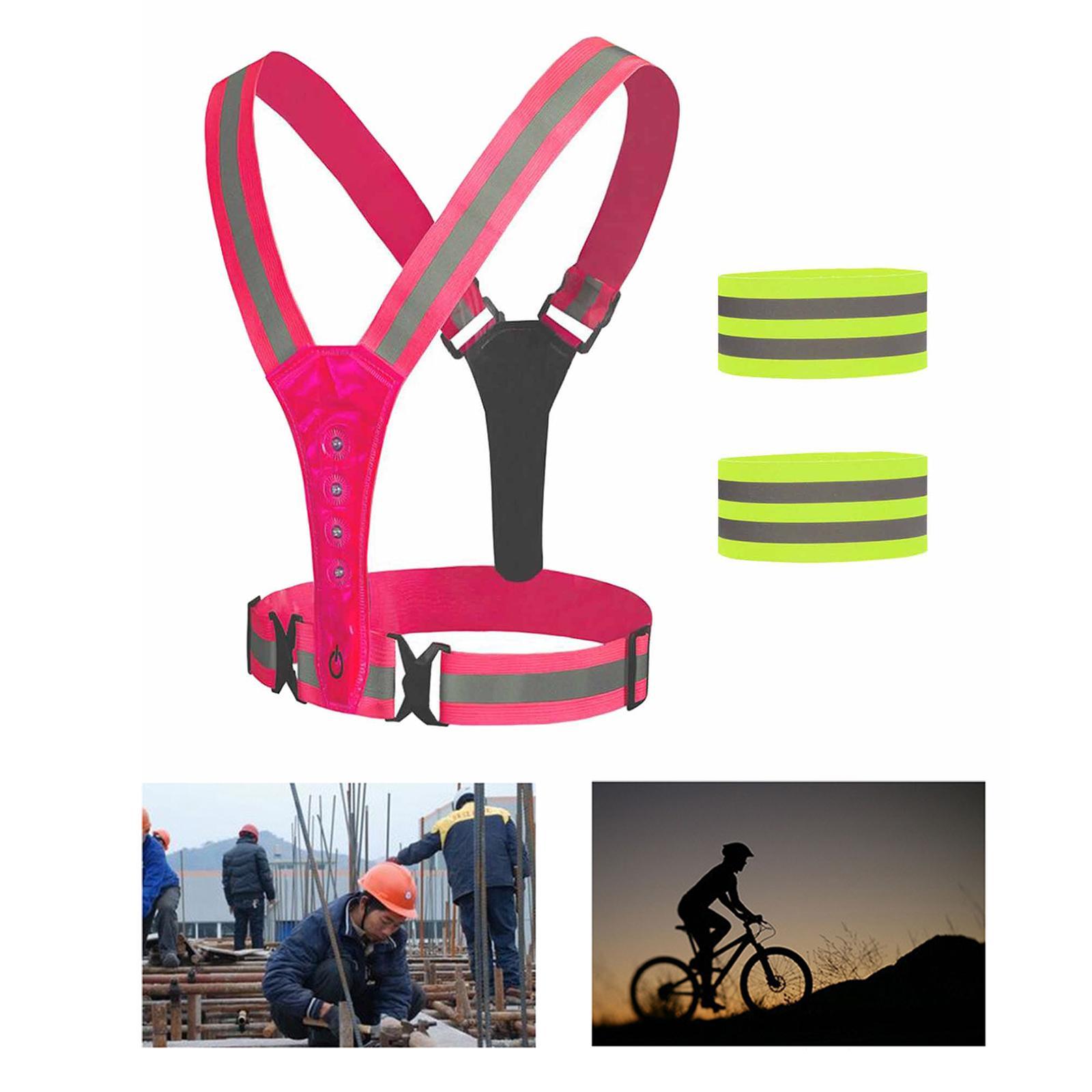 Reflective Vest Running Gear, Running Lights for Runners, USB Rechargeable Adjustable Safety Vest for Men Women, LED Light Up Vest