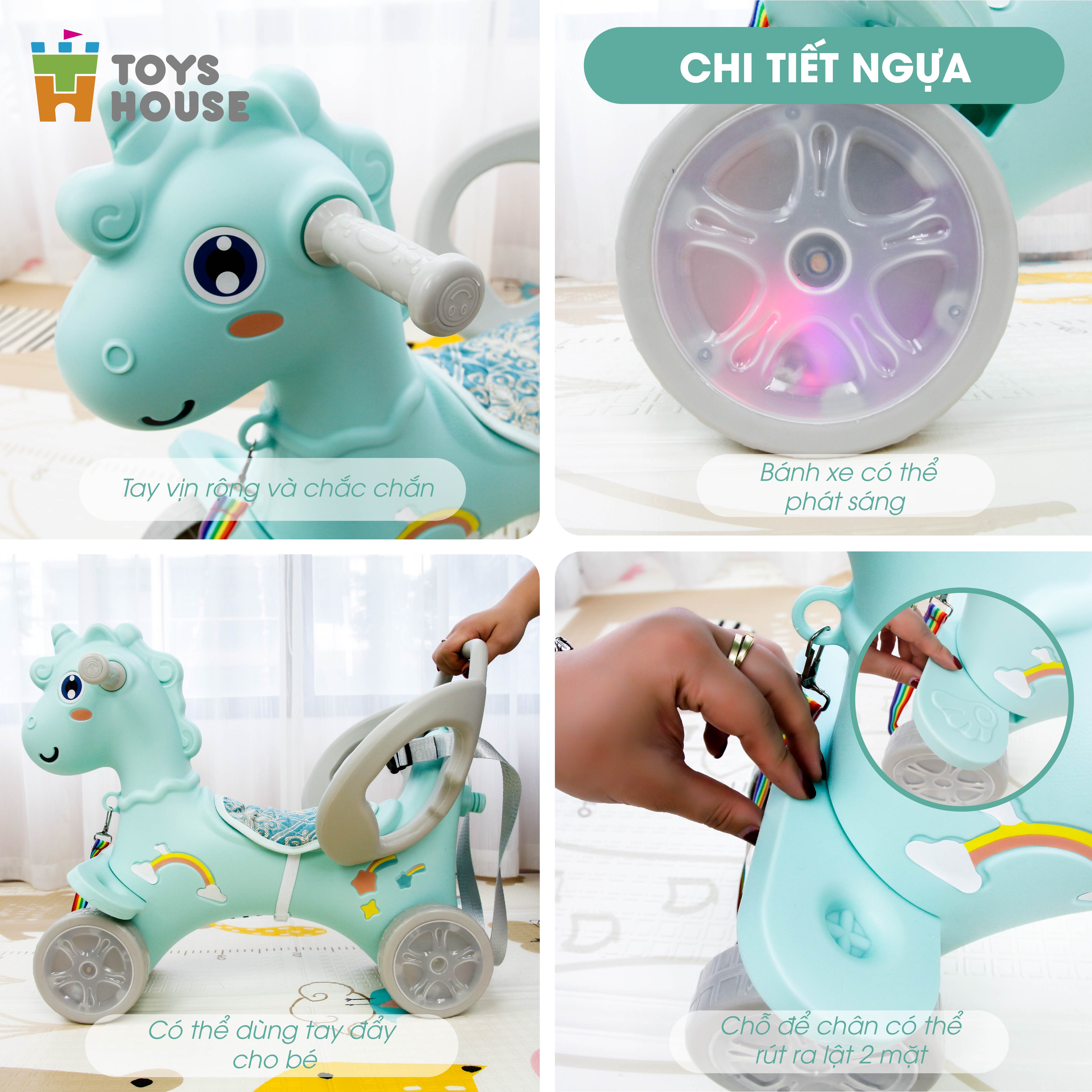 Ngựa bập bênh đa năng kiêm xe chòi chân và xe đẩy cho bé Toys House WM19033, hàng chính hãng cho bé