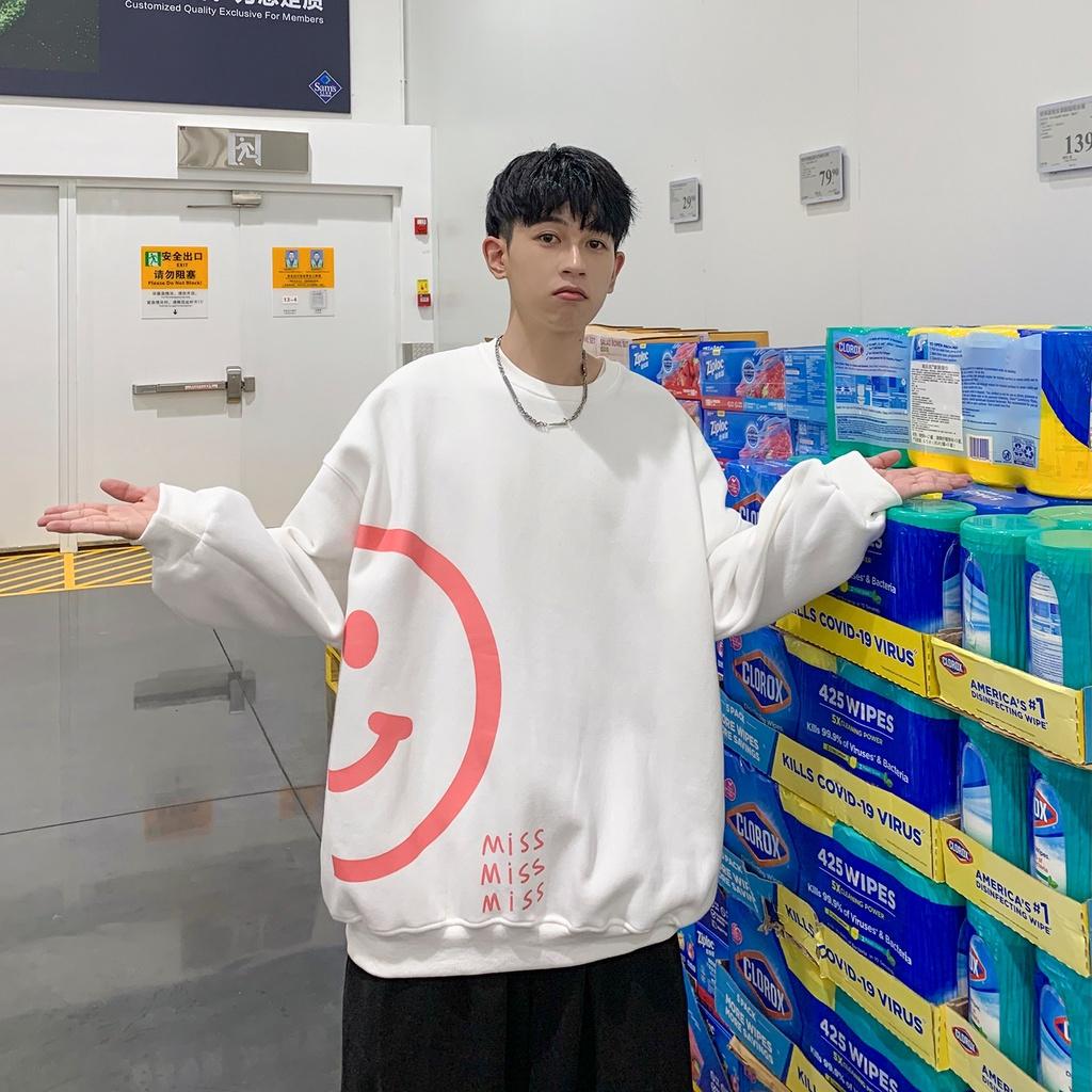Combo Áo đôi Sweater phong cách Ulzzang Hàn Quốc tay dài. Hình mặt cười Miss phong cách cá tính CoolZ C011
