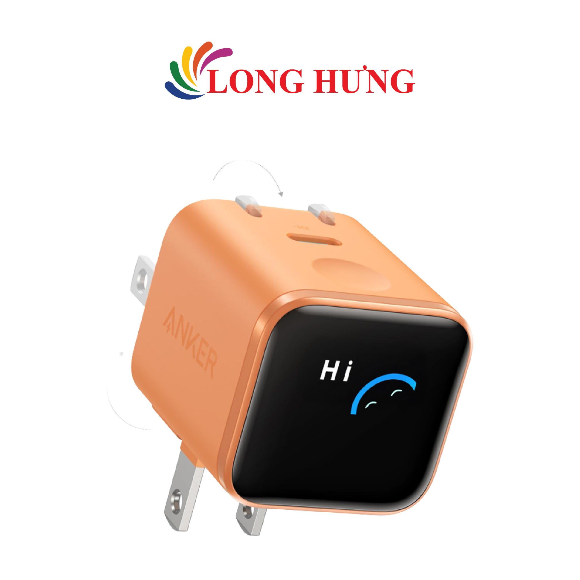 Cốc sạc Anker Nano 1C GaN Compact 180° Foldable Smart Display IQ3 45W A121D - Hàng chính hãng