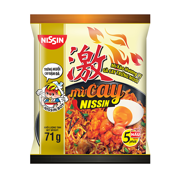 (COMBO 5 GÓI) MÌ CAY NISSIN - Mì Xào Gà Cay Trứng Muối 71g