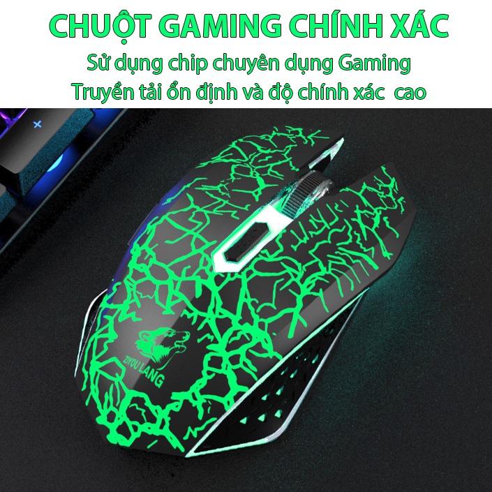 Bộ bàn phím chuột không dây Coputa chuột bàn phím gaming giả cơ chơi game Full LED RGB T3