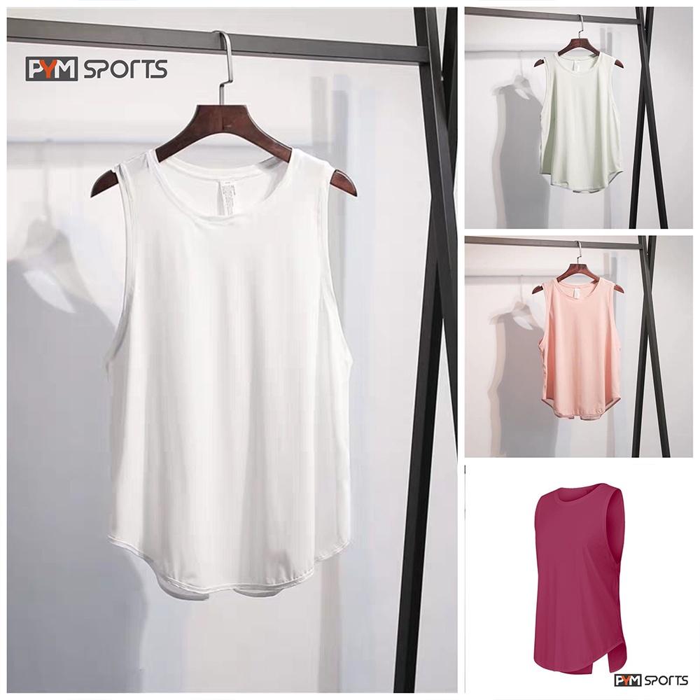 Áo tanktop tập gym - tập yoga nữ PYM SPORT - PYMTT006 xẻ lưng, 4 màu xanh nhạt, đỏ mận, hồng, trắng