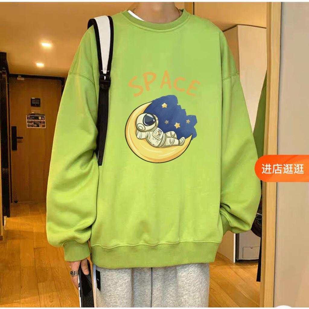 Áo sweater nỉ cổ tròn dài tay nam nữ họa tiết APSR Space